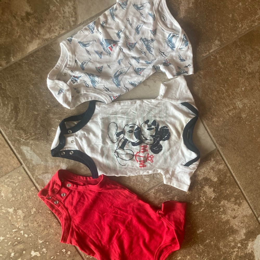 Nine month onesies Disney Mickey Mouse trio